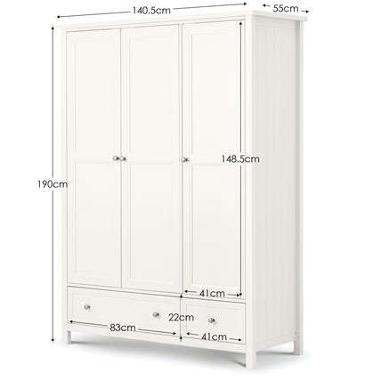 Marisol 3 Door Combination Wardrobe Surf White