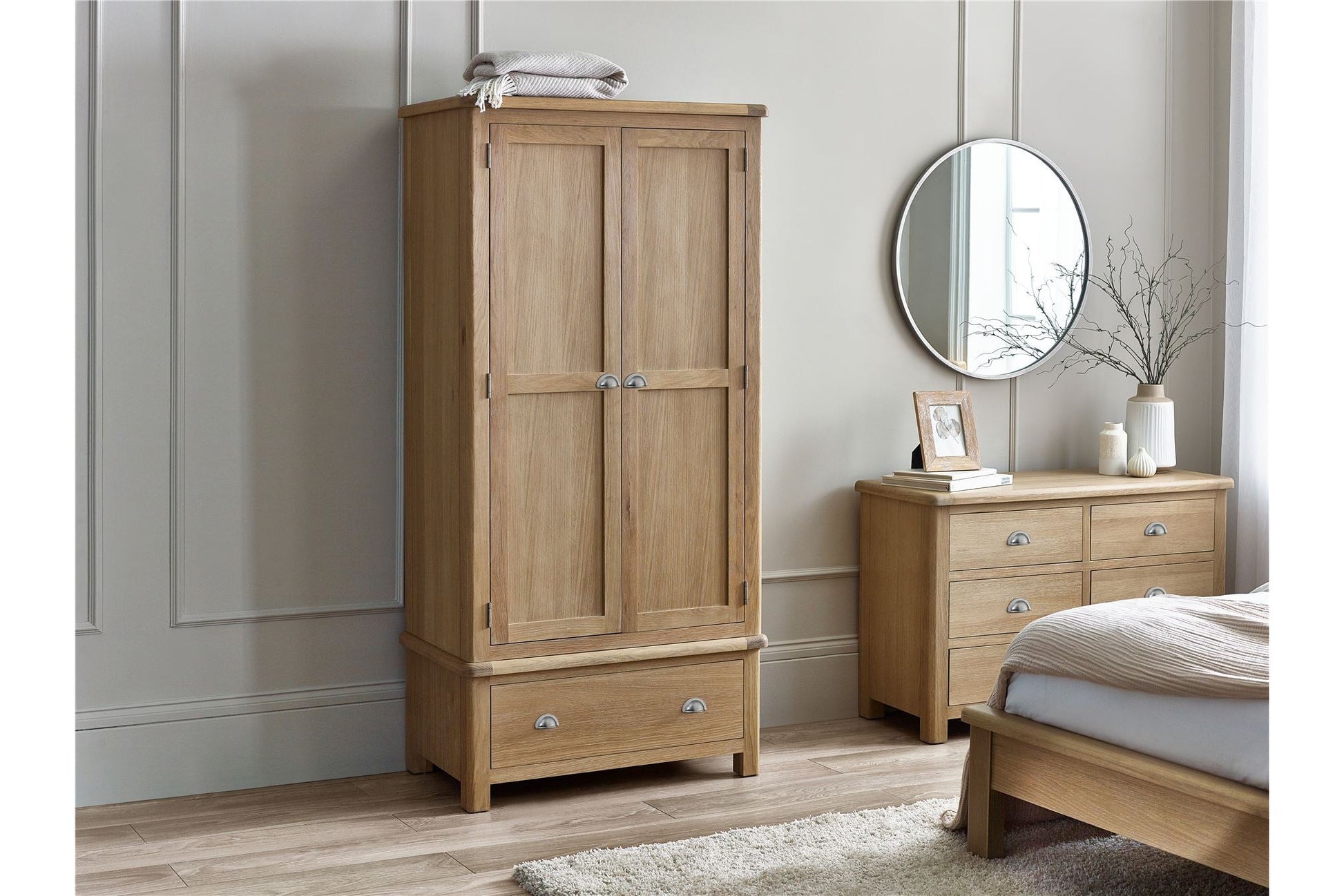 Melissa Wardrobe Limed Oak 2 Door 1 Drawer