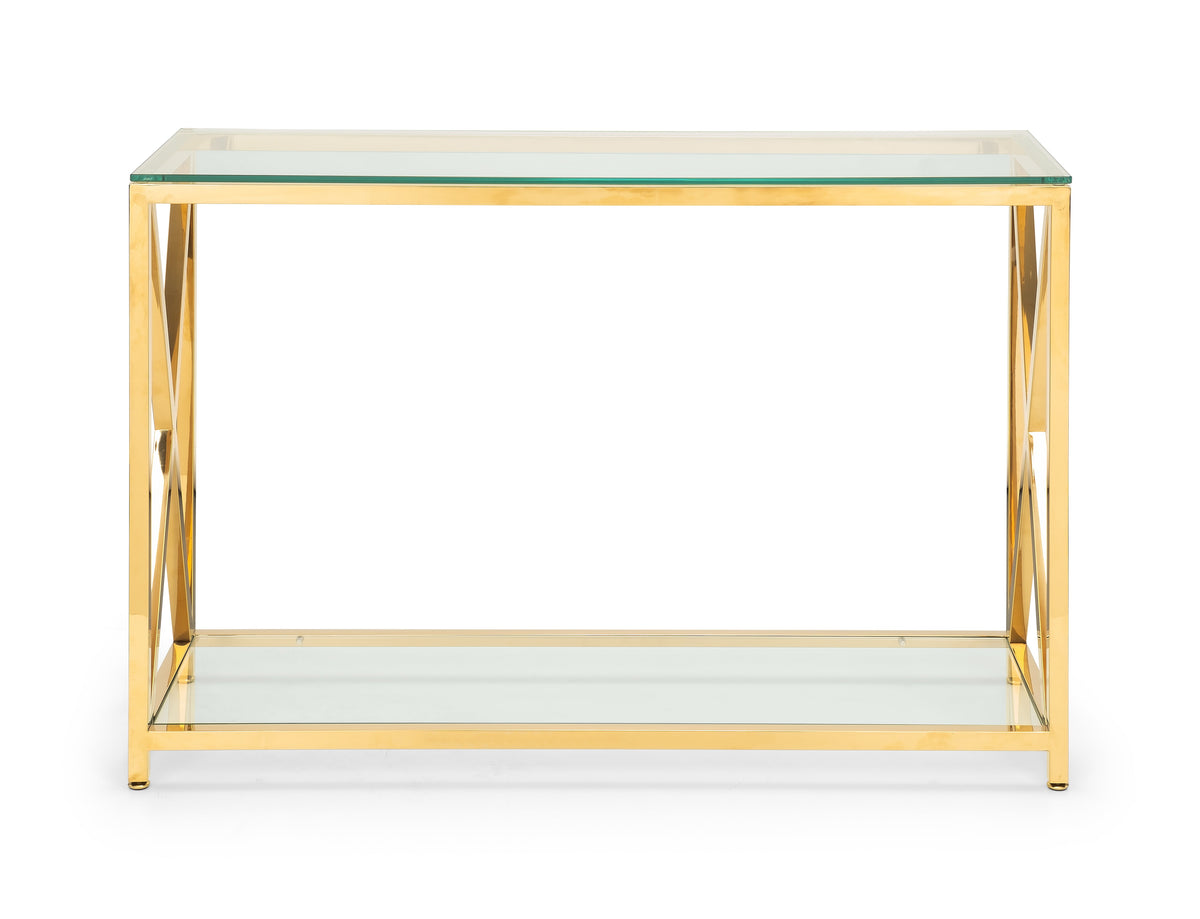 Mesa Console Table Glass & Gold
