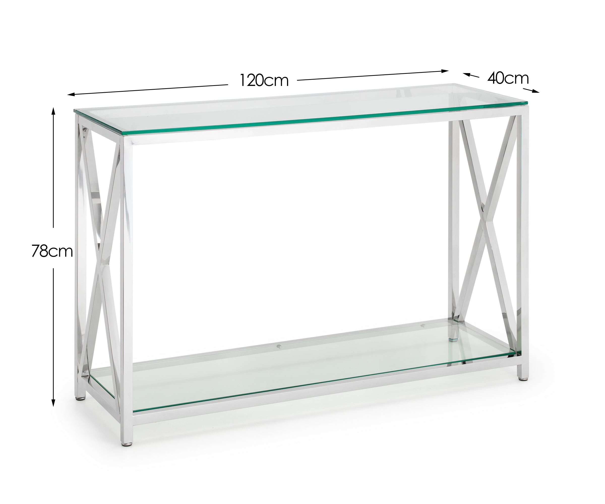 Mesa Console Table Glass & Silver