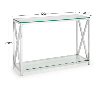 Mesa Console Table Glass & Silver
