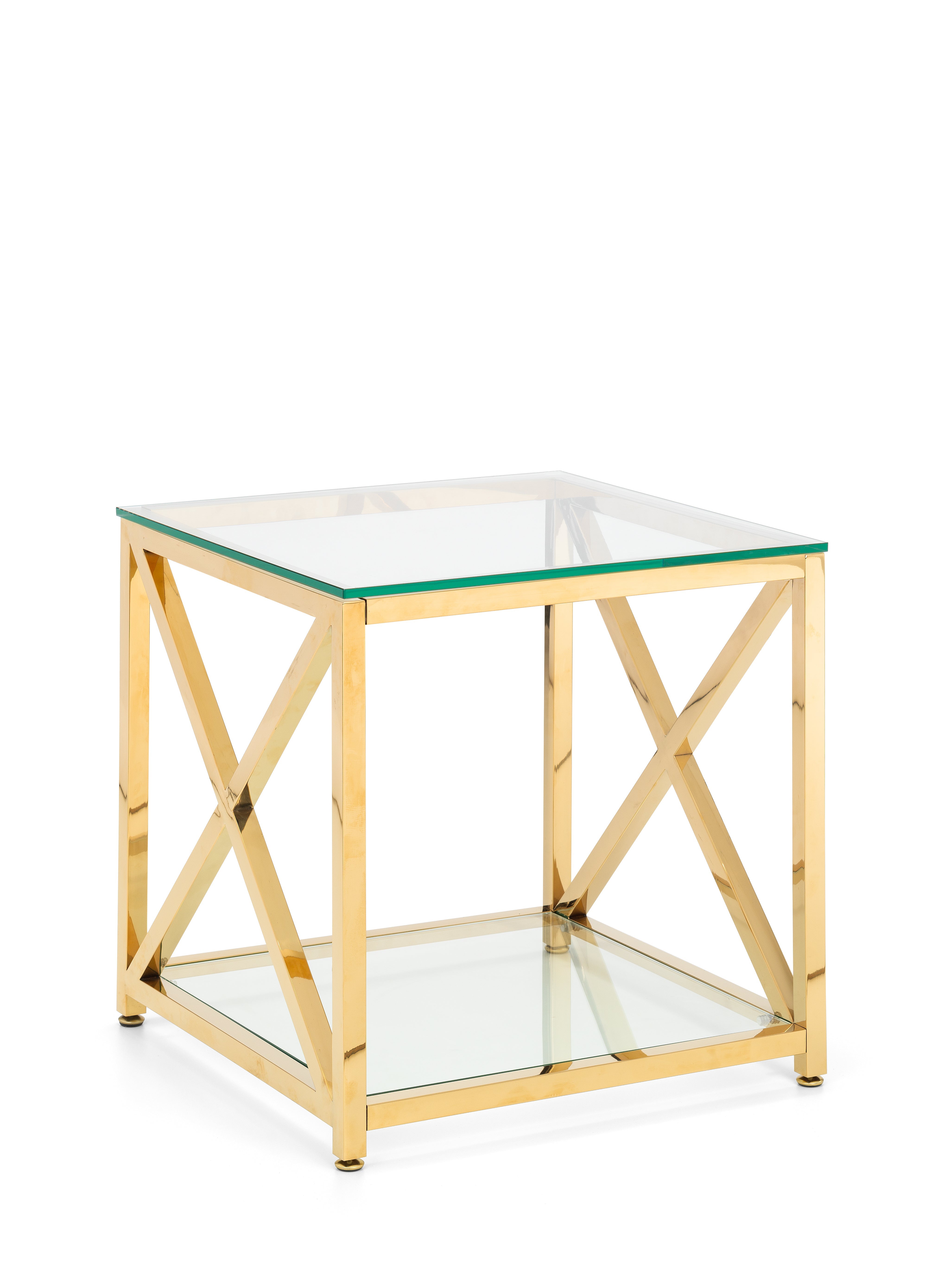 Mesa Lamp Table Glass & Gold