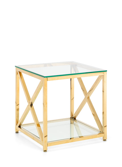 Mesa Lamp Table Glass & Gold