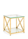 Mesa Lamp Table Glass & Gold