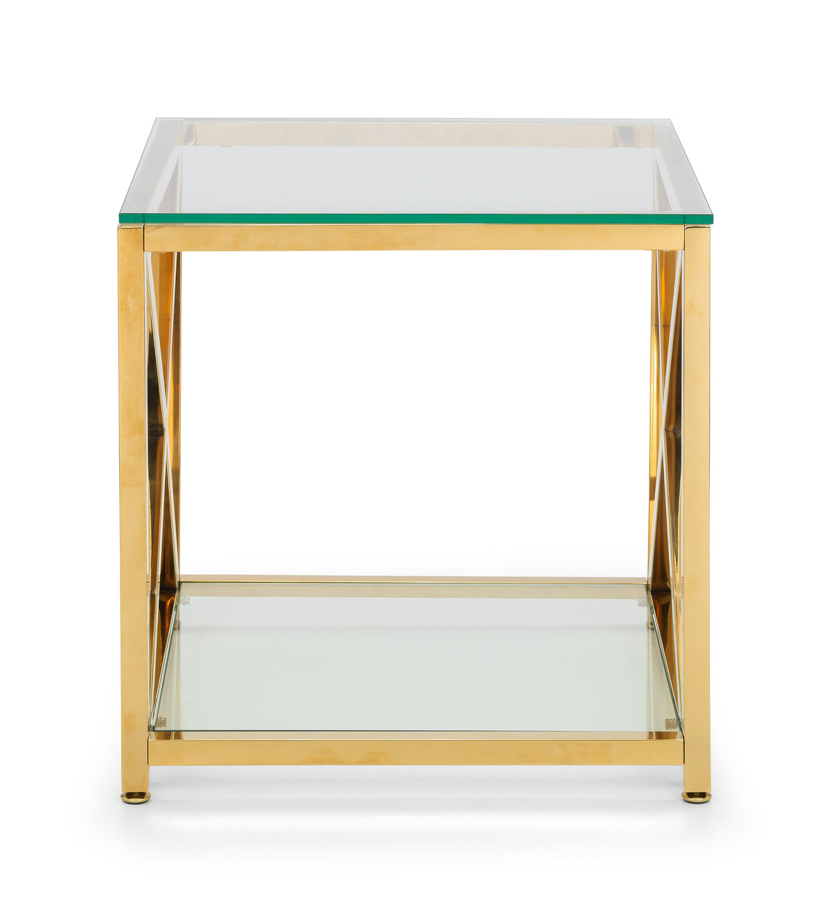 Mesa Lamp Table Glass & Gold