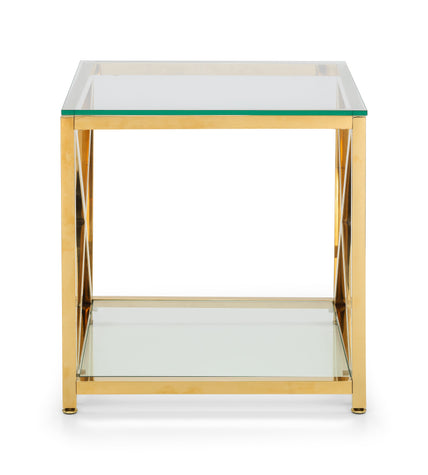 Mesa Lamp Table Glass & Gold