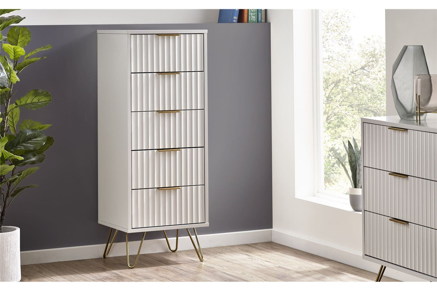 Mira Chest White 5 Drawer Tall