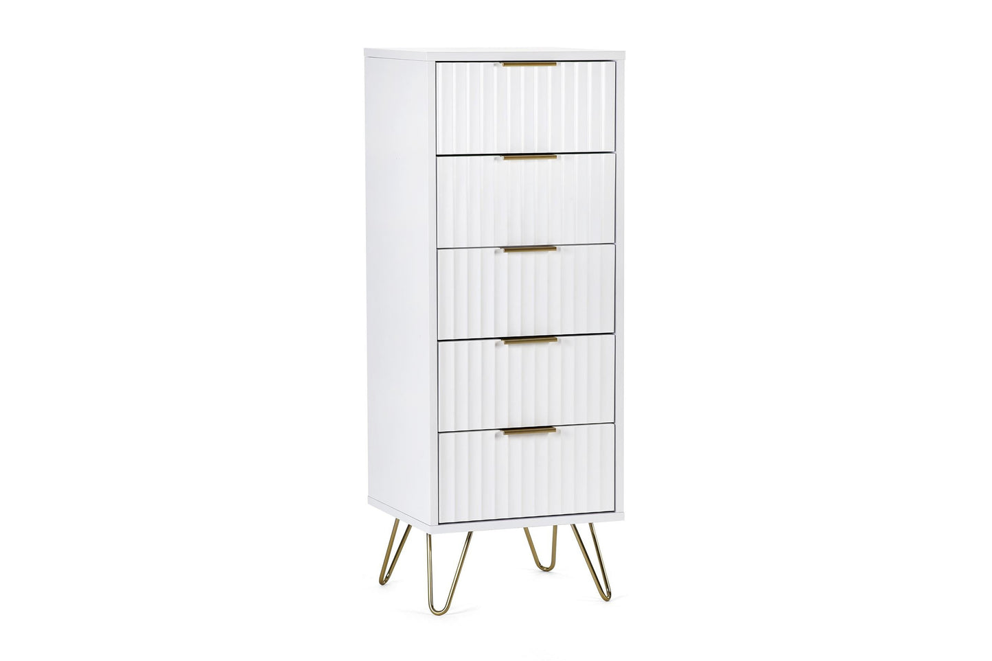 Mira Chest White 5 Drawer Tall