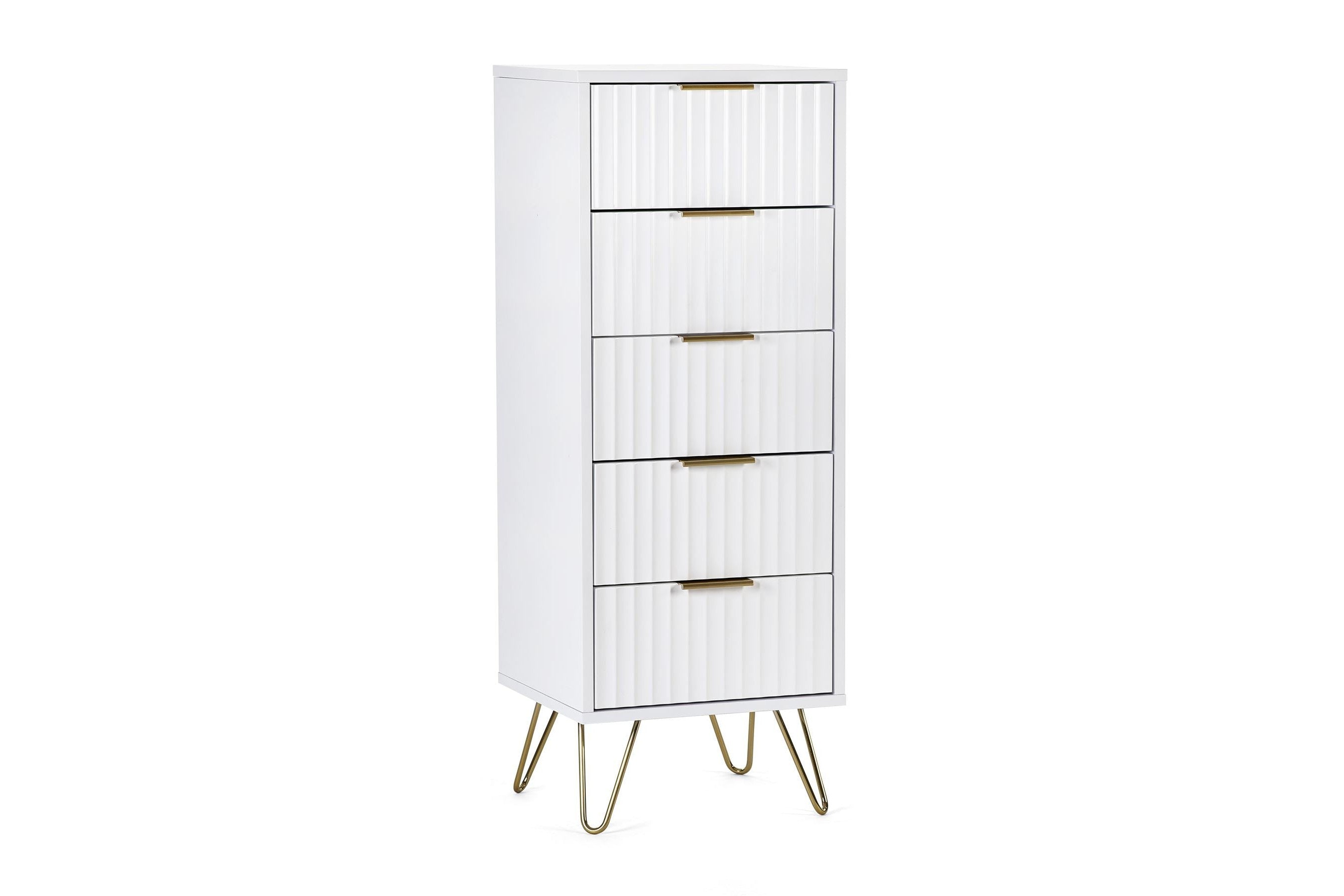 Mira Chest White 5 Drawer Tall