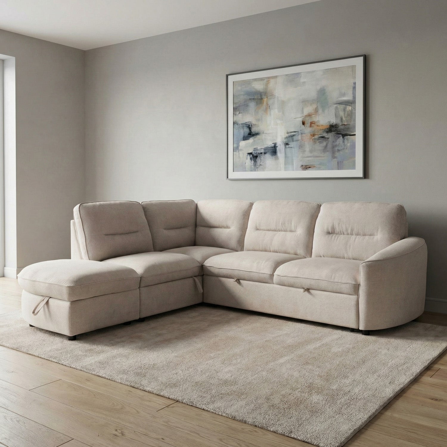 Mirella Sofa Bed Left Hand Facing Corner Beige