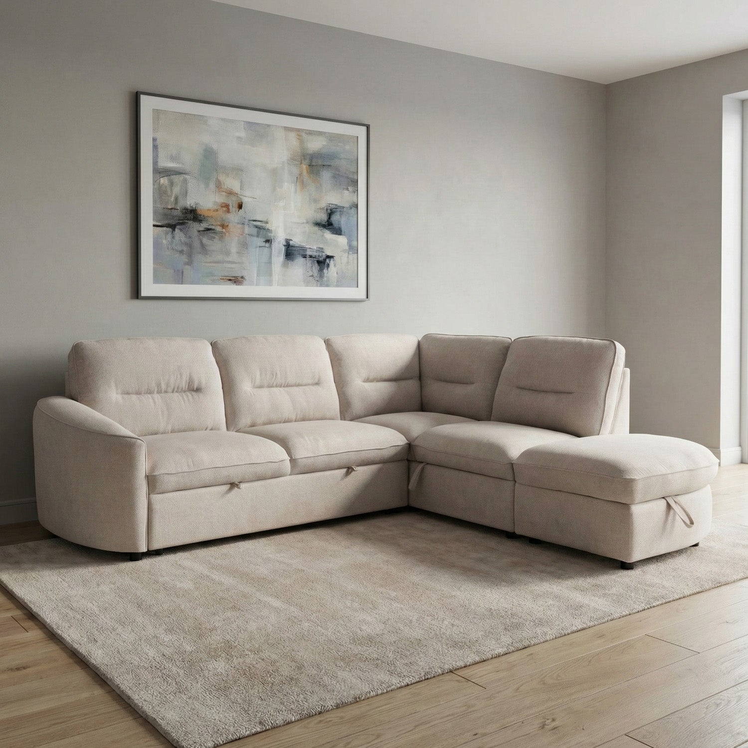 Mirella Sofa Bed Right Hand Facing Corner Beige