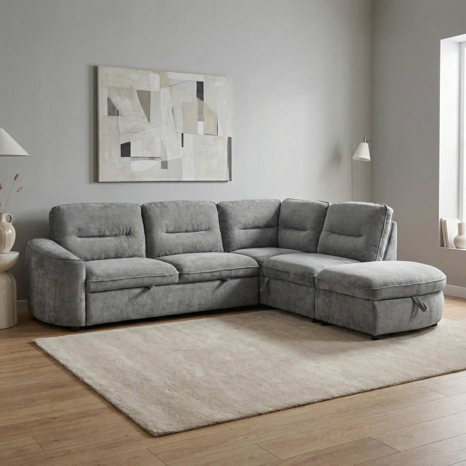 Mirella Sofa Bed Right Hand Facing Corner Dark Grey
