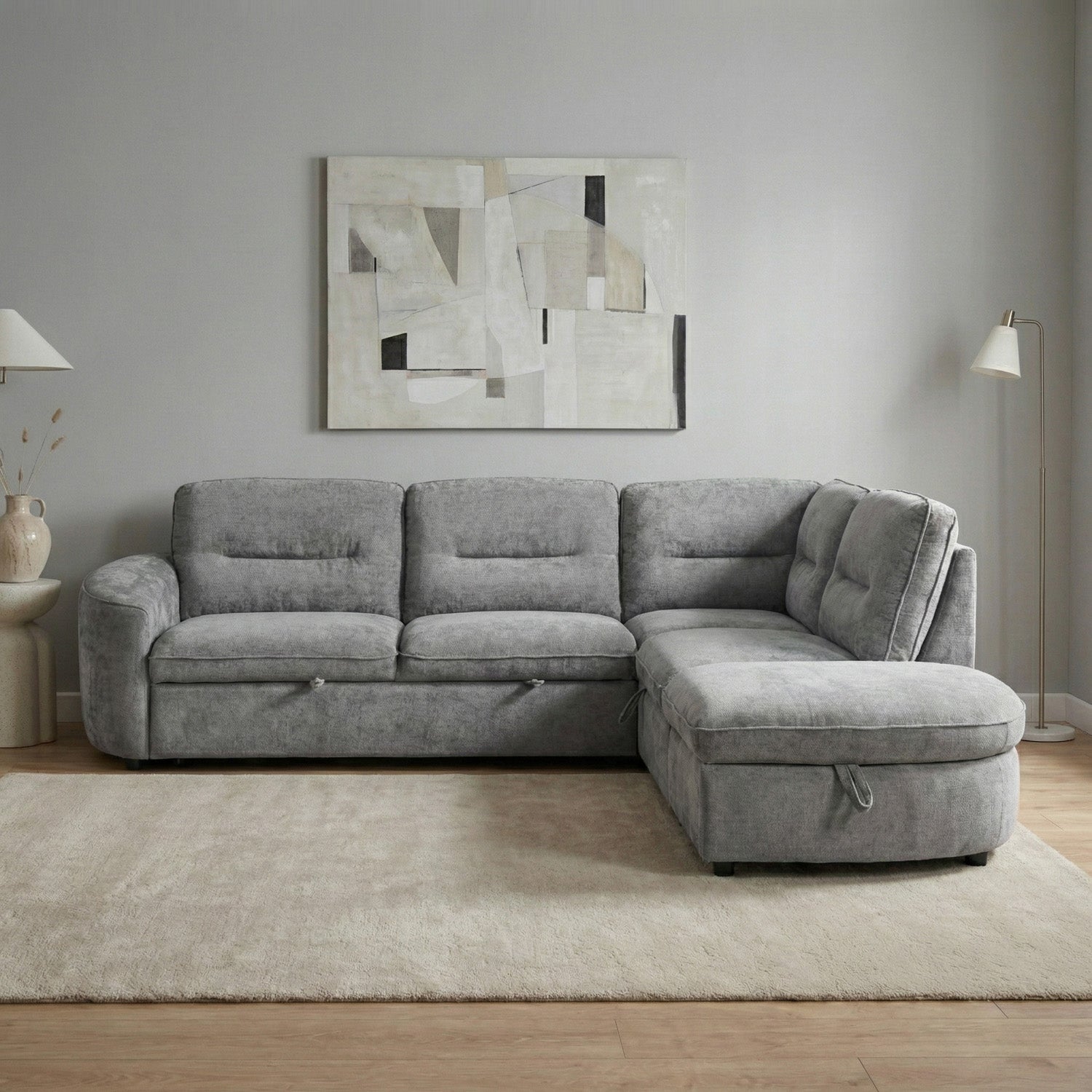Mirella Sofa Bed Right Hand Facing Corner Dark Grey