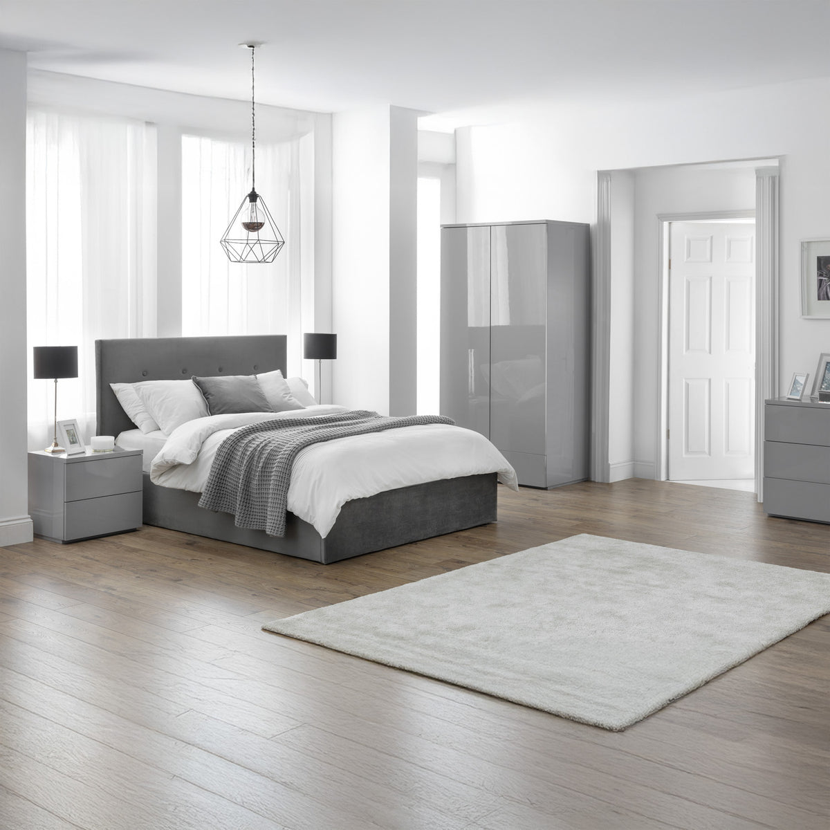 Monarch 2 Drawer Bedside Grey