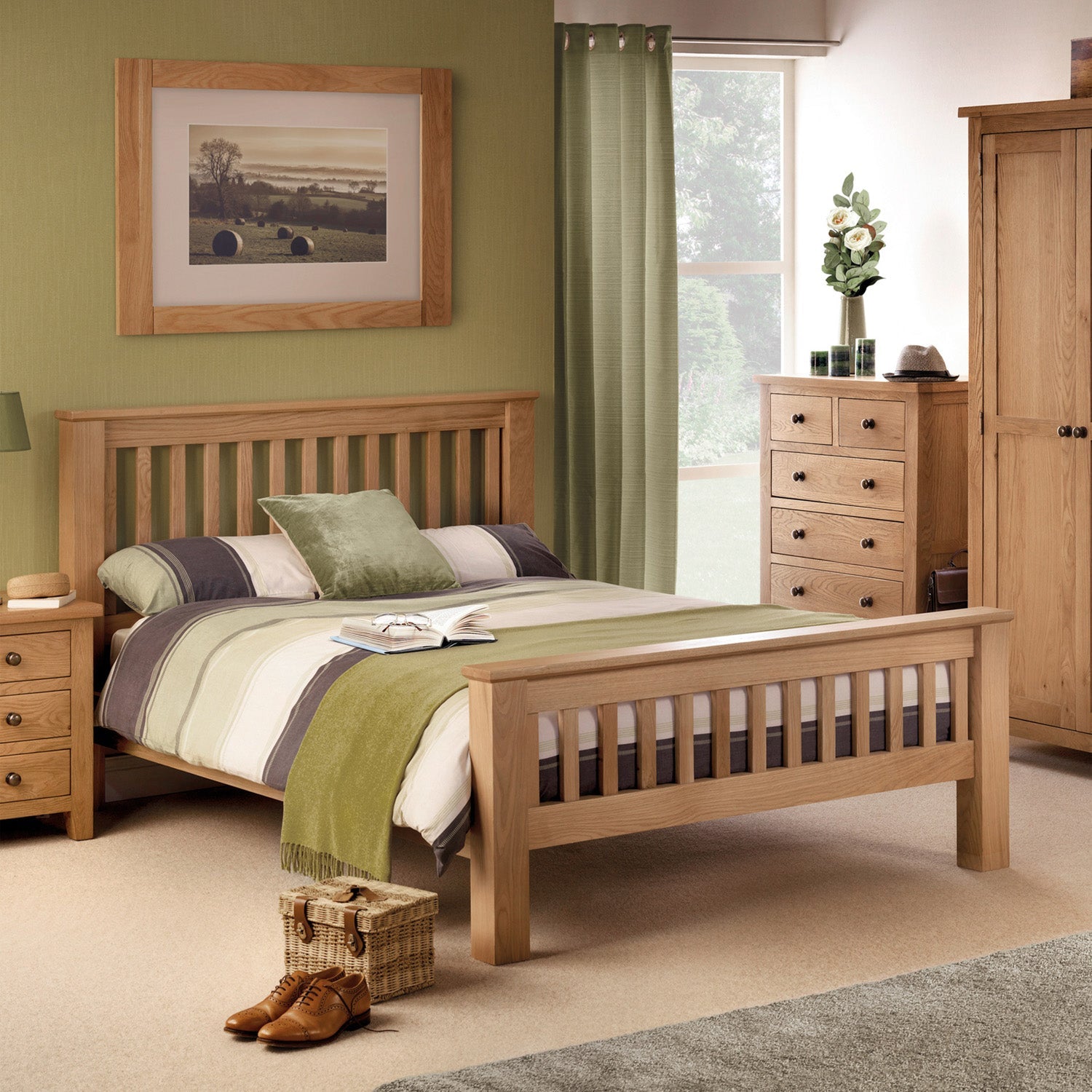 Abbot Bed Frame Double Light Oak