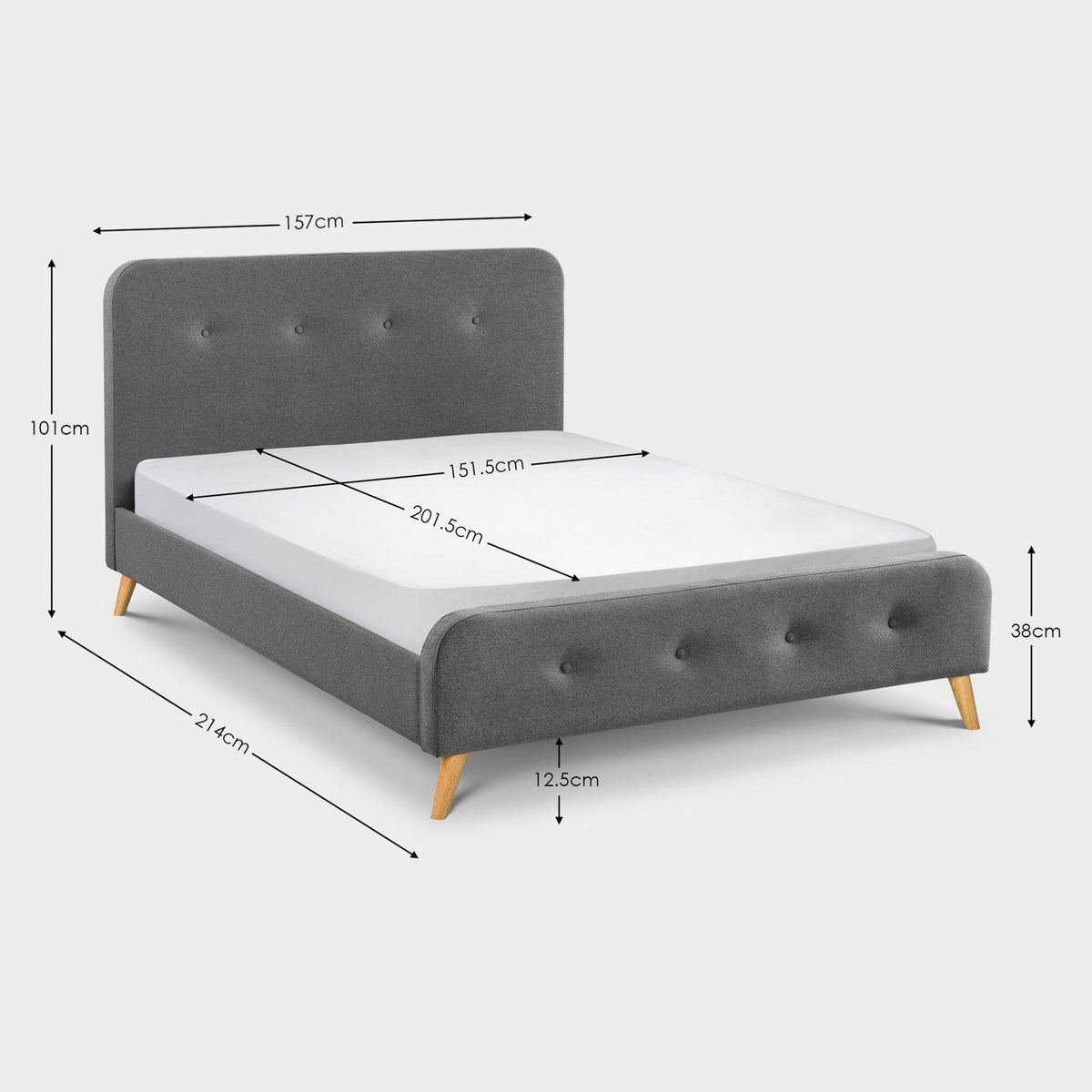 Anya Bed Frame Kingsize Grey