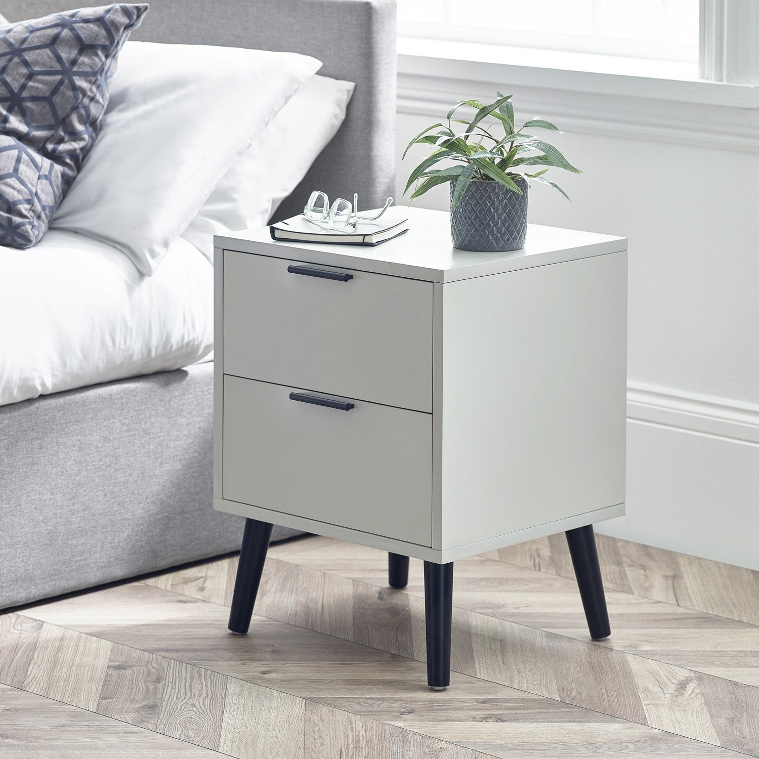 Asa 2 Drawer Bedside Silk Grey