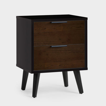 Asa 2 Drawer Bedside Walnut/Black
