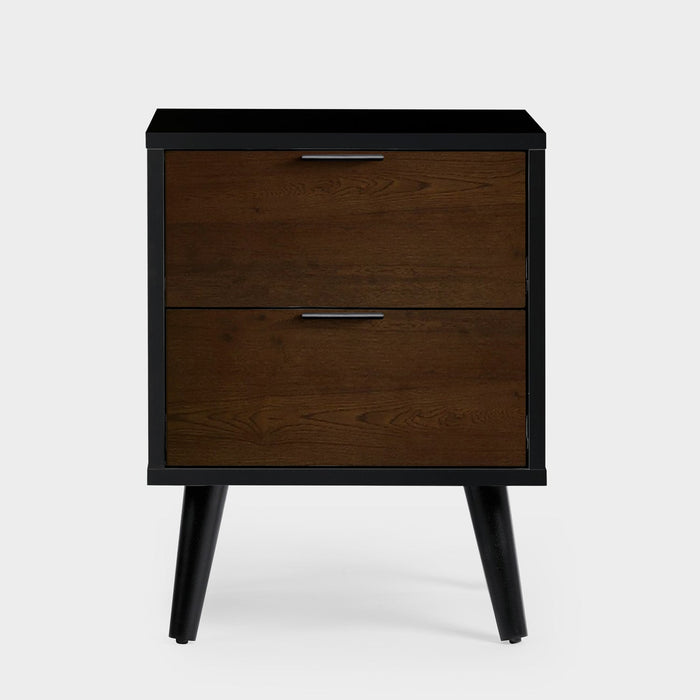 Asa 2 Drawer Bedside Walnut/Black