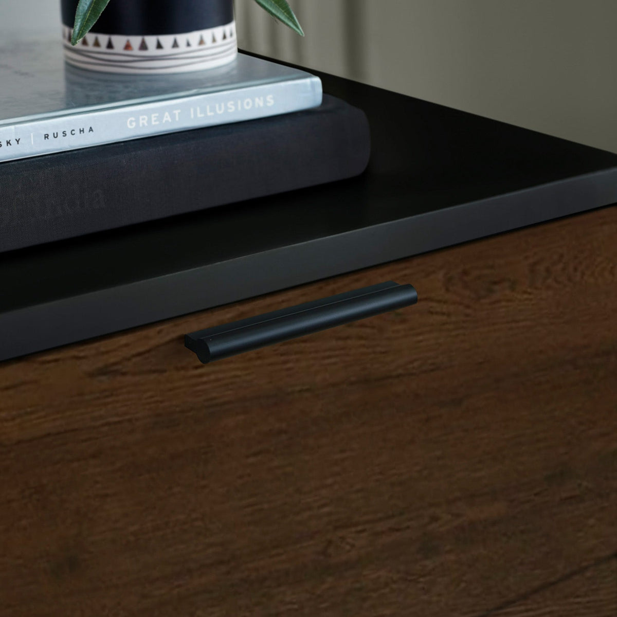 Asa 2 Drawer Bedside Walnut/Black