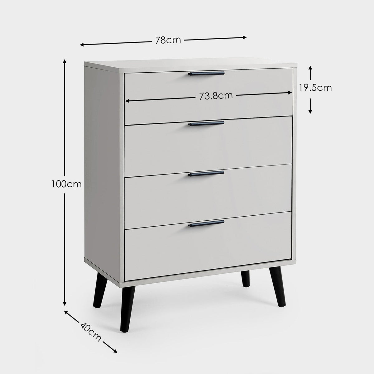 Asa 4 Drawer Chest Silk Grey
