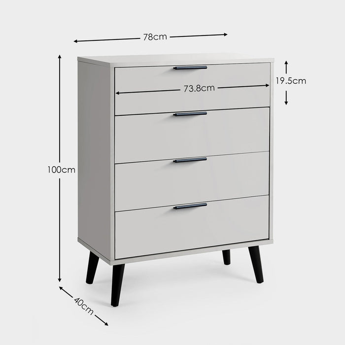 Asa 4 Drawer Chest Silk Grey