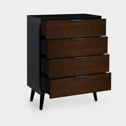 Asa 4 Drawer Chest Walnut/Black