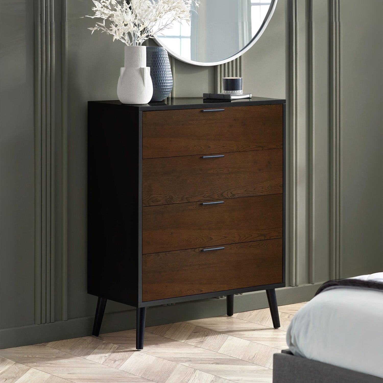Asa 4 Drawer Chest Walnut/Black