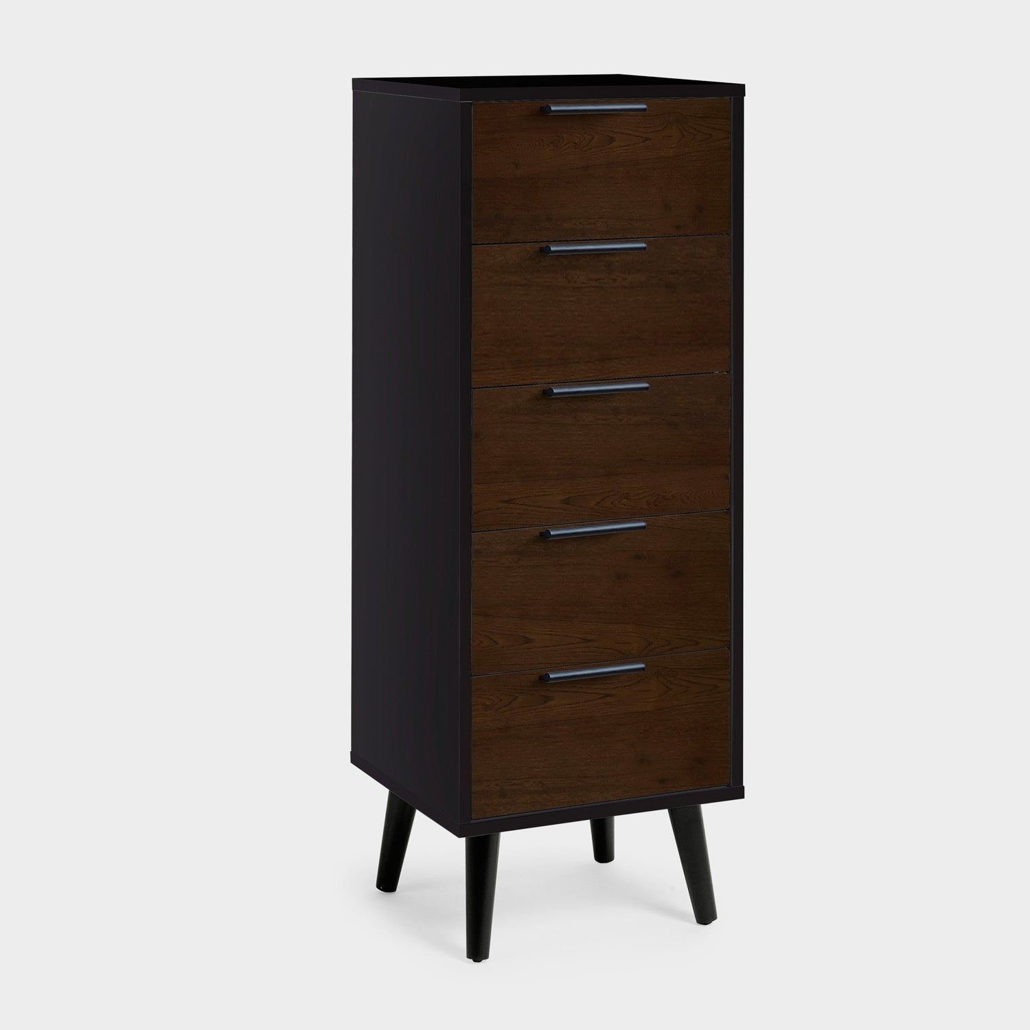 Asa 5 Drawer Chest Walnut/Black