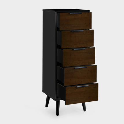 Asa 5 Drawer Chest Walnut/Black