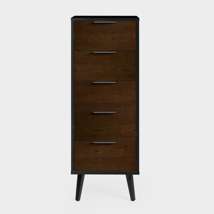 Asa 5 Drawer Chest Walnut/Black