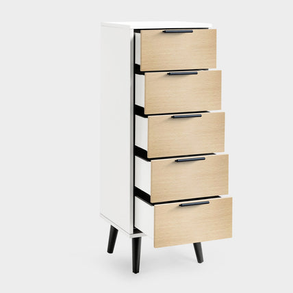 Asa 5 Drawer Chest White/Oak