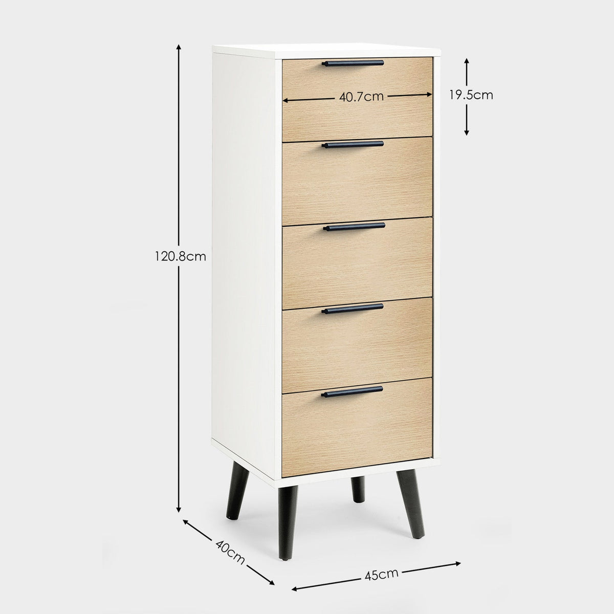 Asa 5 Drawer Chest White/Oak