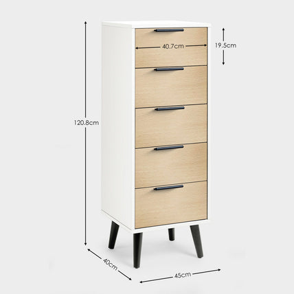 Asa 5 Drawer Chest White/Oak