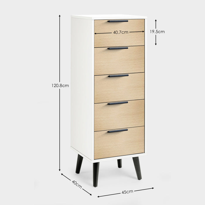 Asa 5 Drawer Chest White/Oak