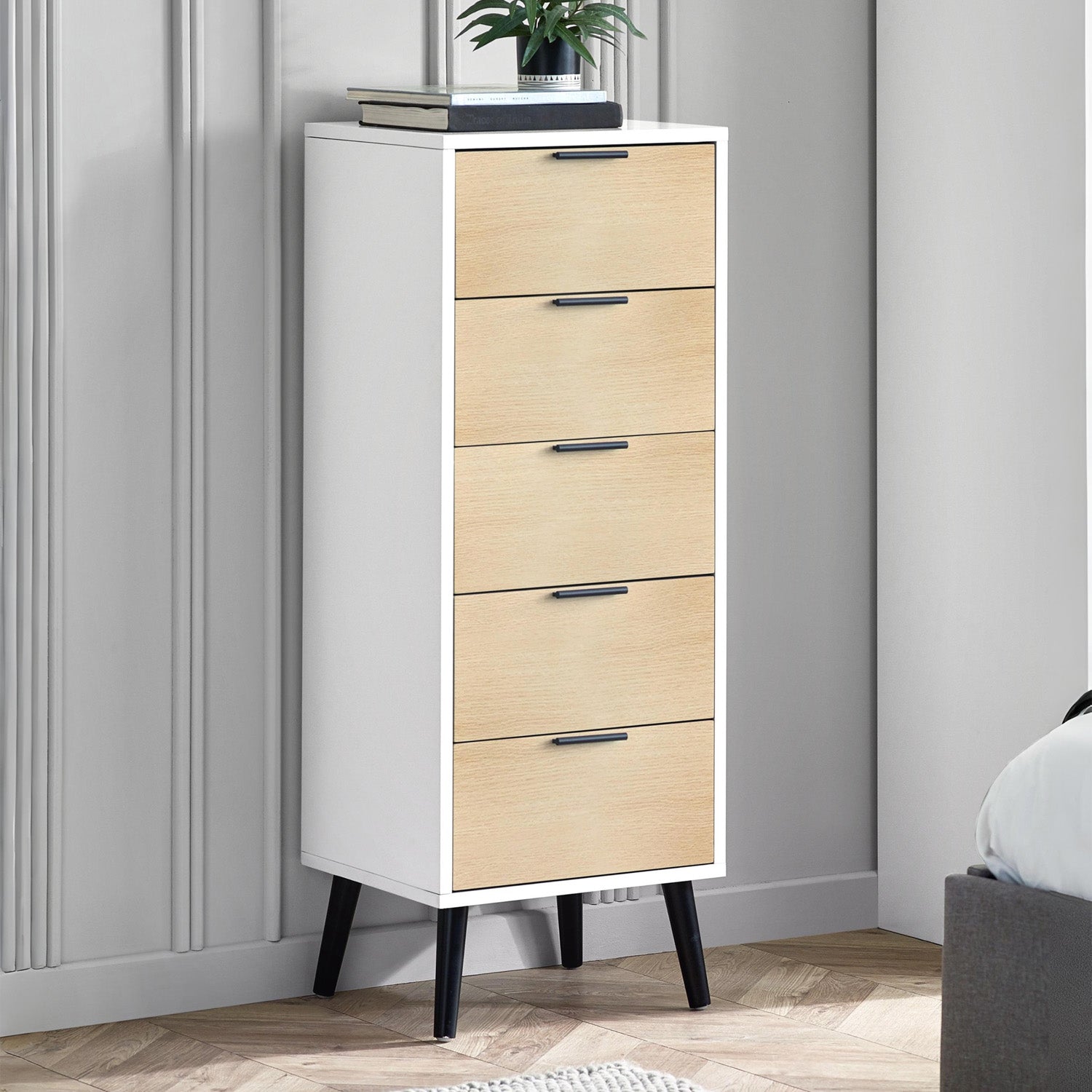 Asa 5 Drawer Chest White/Oak