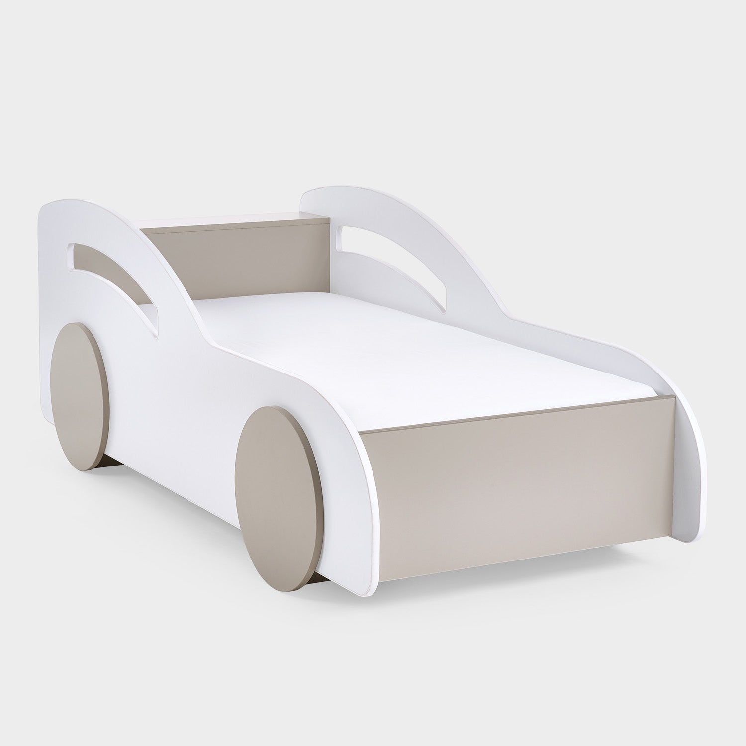 Aya Toddler Car Bed White & Taupe