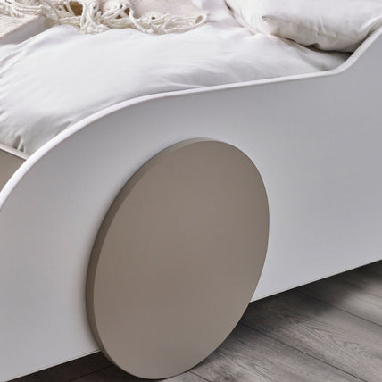 Aya Toddler Car Bed White & Taupe