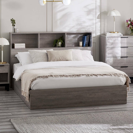 Bali Bed Frame Double Grey Oak Ottoman Storage