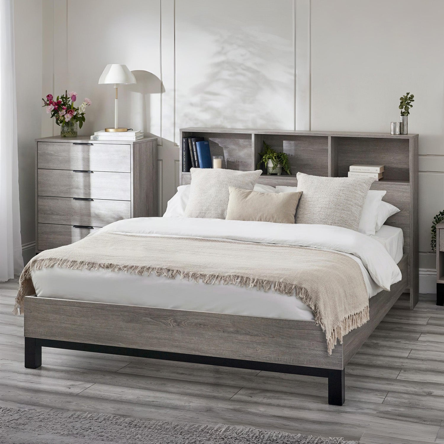 Bali Bed Frame Double Grey Oak