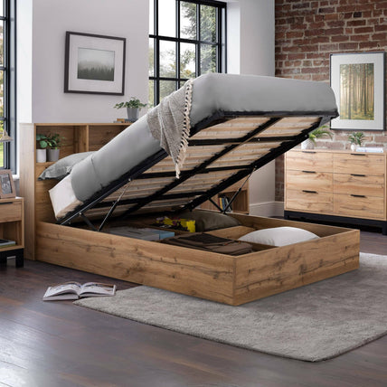 Bali Bed Frame Double Light Oak Ottoman Storage