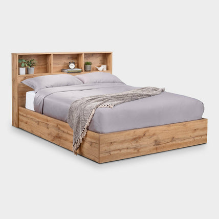 Bali Bed Frame Double Light Oak Ottoman Storage