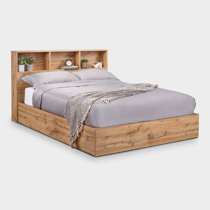 Bali Bed Frame Double Light Oak Ottoman Storage