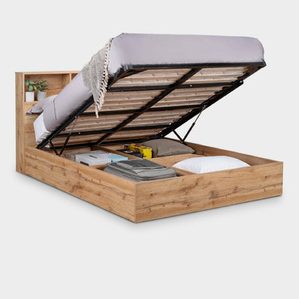 Bali Bed Frame Double Light Oak Ottoman Storage