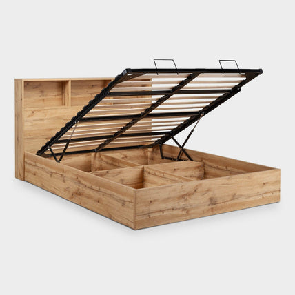 Bali Bed Frame Double Light Oak Ottoman Storage