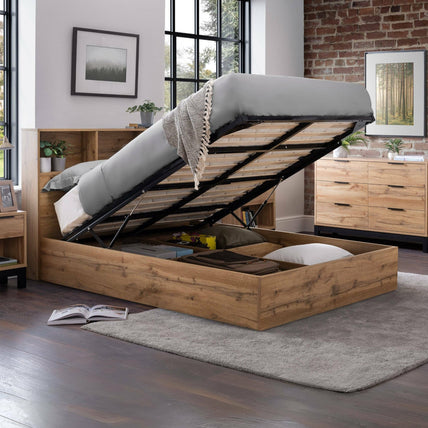 Bali Bed Frame Kingsize Light Oak Ottoman Storage