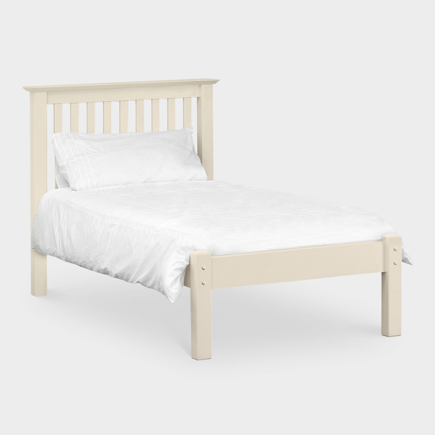 Bexley Bed Frame Single Stone White