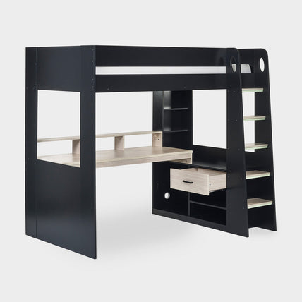 Brooke Gaming Highsleeper Bed Black And Pale Wood