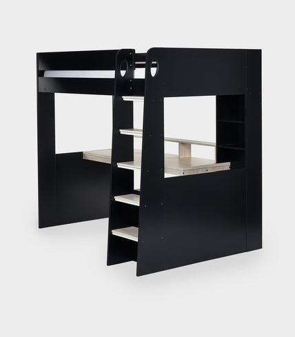 Brooke Gaming Highsleeper Bed Black And Pale Wood