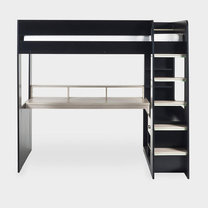 Brooke Gaming Highsleeper Bed Black And Pale Wood